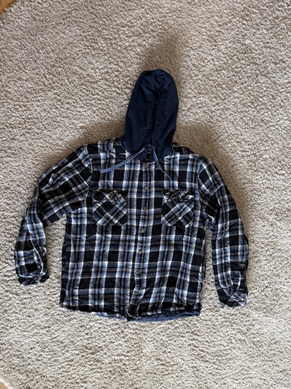 Legendary Whitetails Maplewood Hooded Flannel Shirt Jacket Blue Plaid Men’s XL